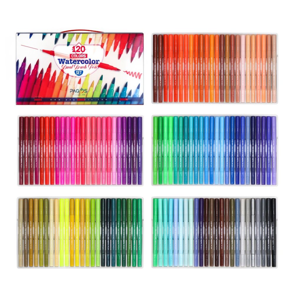 120 Colors Dual Tip Brush Pens Art  Markers Set - Picture 2 of 8